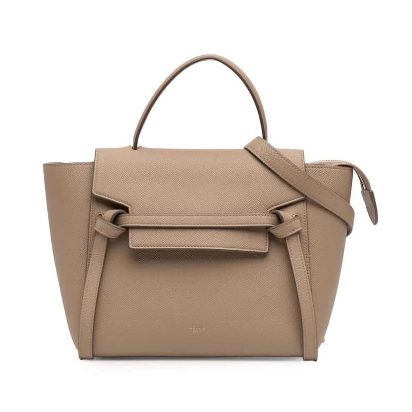 Celine Micro Grained Calfskin Belt Bag Brown Leather Very good condition - Front View
