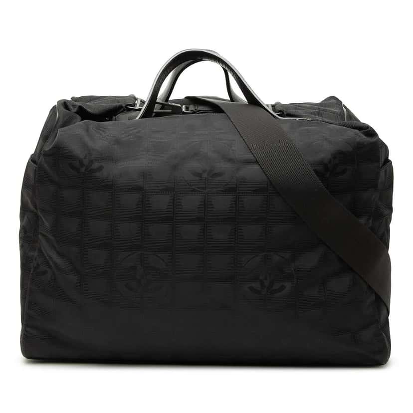 Chanel New Travel Line Nylon Travel Bag Black Very good condition - Front View