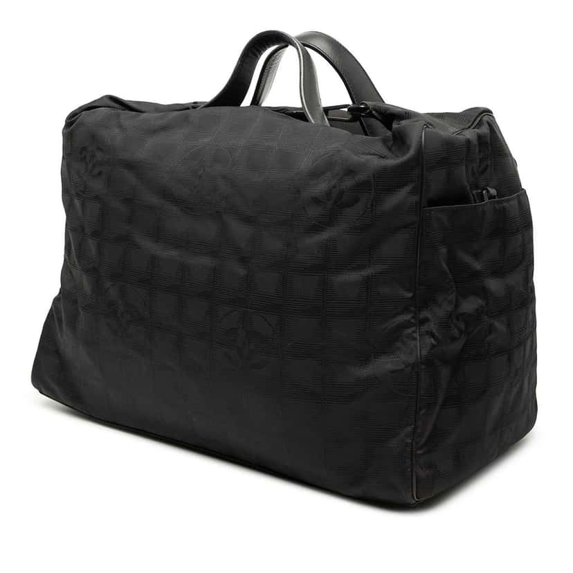 Chanel New Travel Line Nylon Travel Bag Black Very good condition - Back View