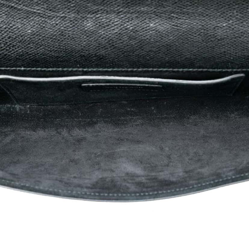 Saint Laurent Grained Calfskin Lutetia Flap Clutch Black Leather Very good condition - Model View
