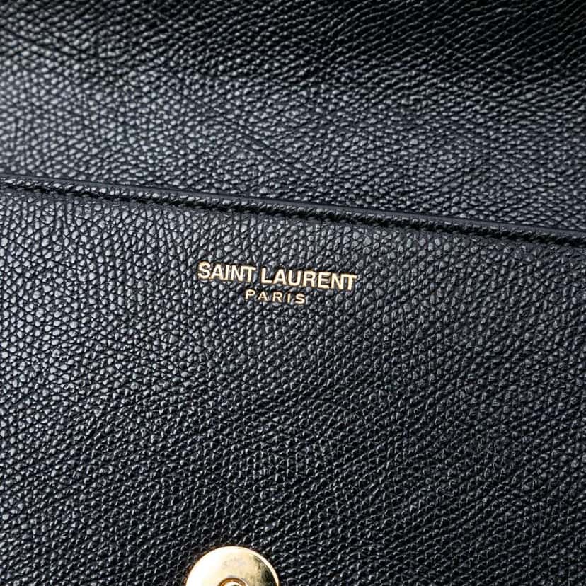 Saint Laurent Grained Calfskin Lutetia Flap Clutch Black Leather Very good condition - Box View