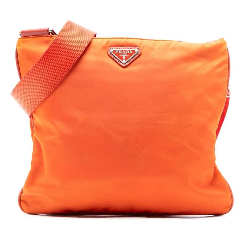 Prada Tessuto Zip Top Crossbody Orange Very good condition - Front View