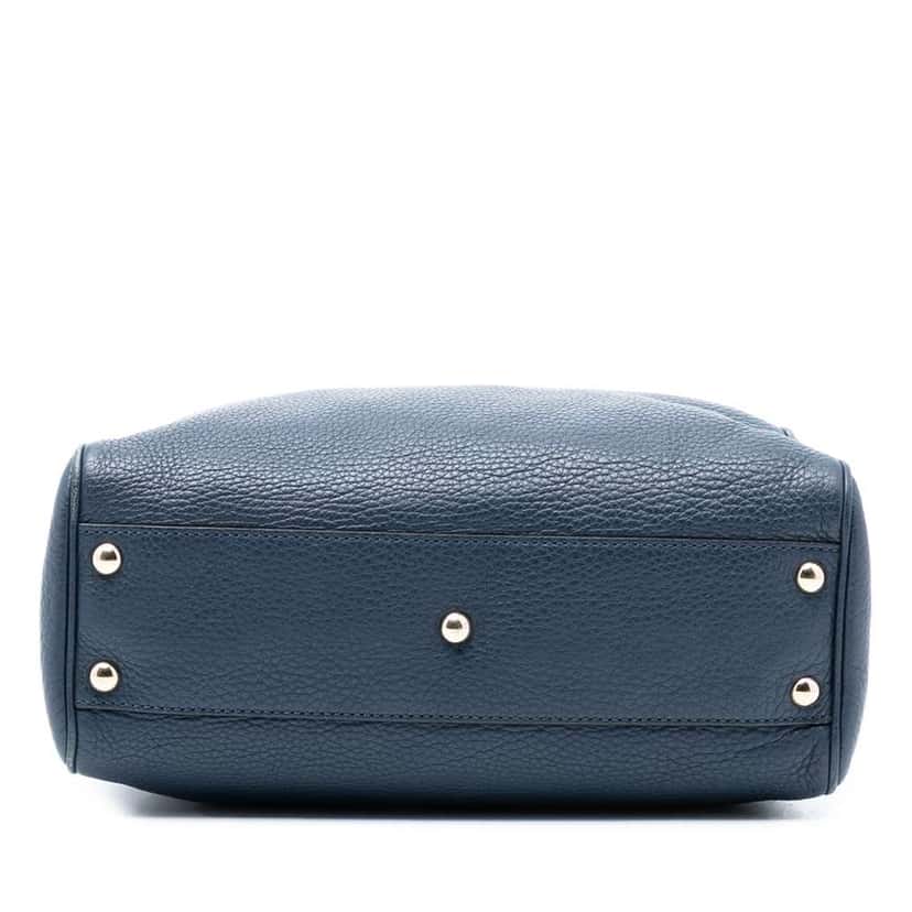 Gucci Small Calfskin Bamboo Shopper Satchel Blue Leather Very good condition - Inside View