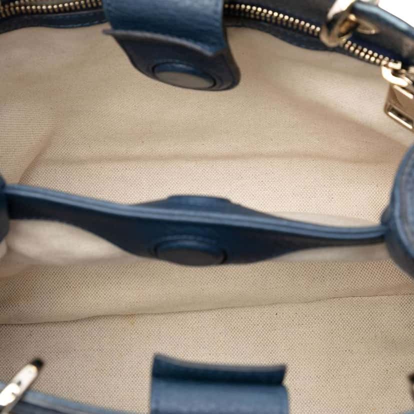 Gucci Small Calfskin Bamboo Shopper Satchel Blue Leather Very good condition - Model View