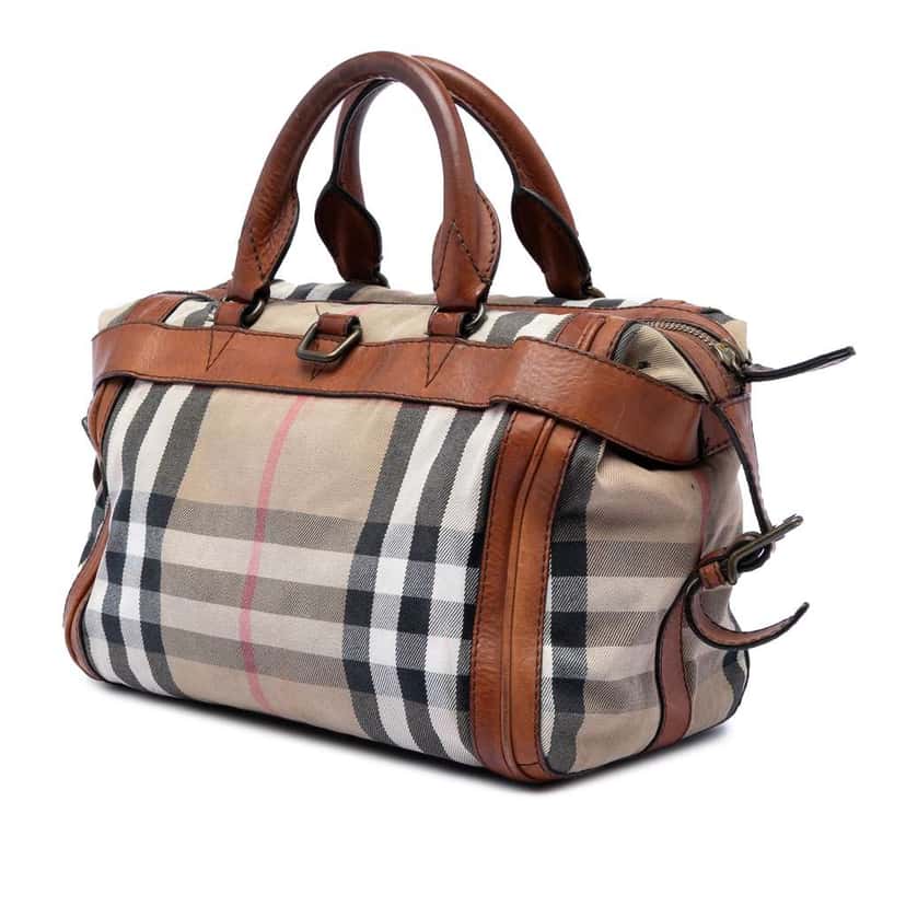 Burberry House Check Canvas Banford Bowling Bag Brown Canvas Very good condition - Back View