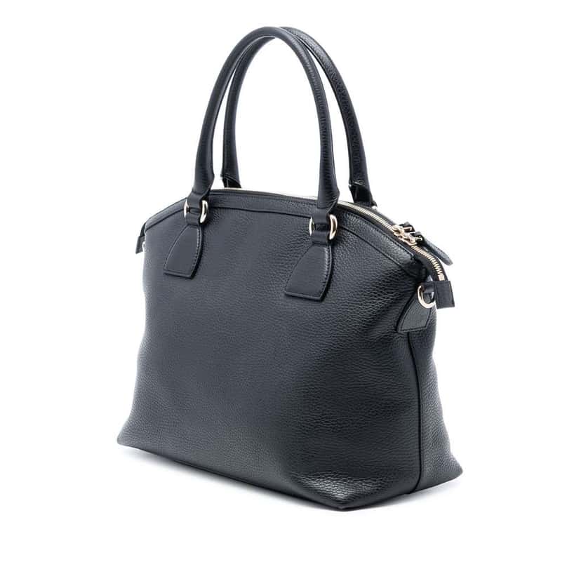 Gucci Medium Leather GG Charm Dome Satchel Black Leather Very good condition - Back View