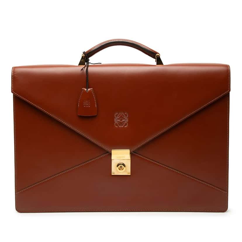 Loewe Leather Business Bag Brown Leather Very good condition - Front View