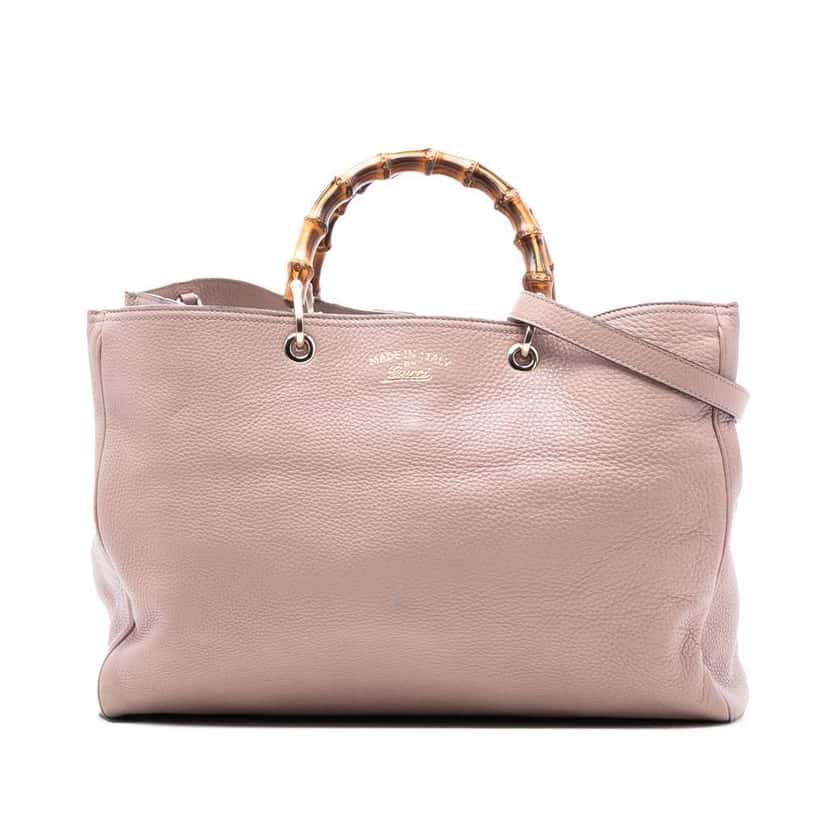 Gucci Large Calfskin Bamboo Shopper Satchel Pink Leather Very good condition - Front View