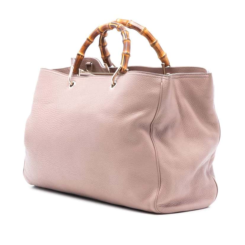 Gucci Large Calfskin Bamboo Shopper Satchel Pink Leather Very good condition - Back View