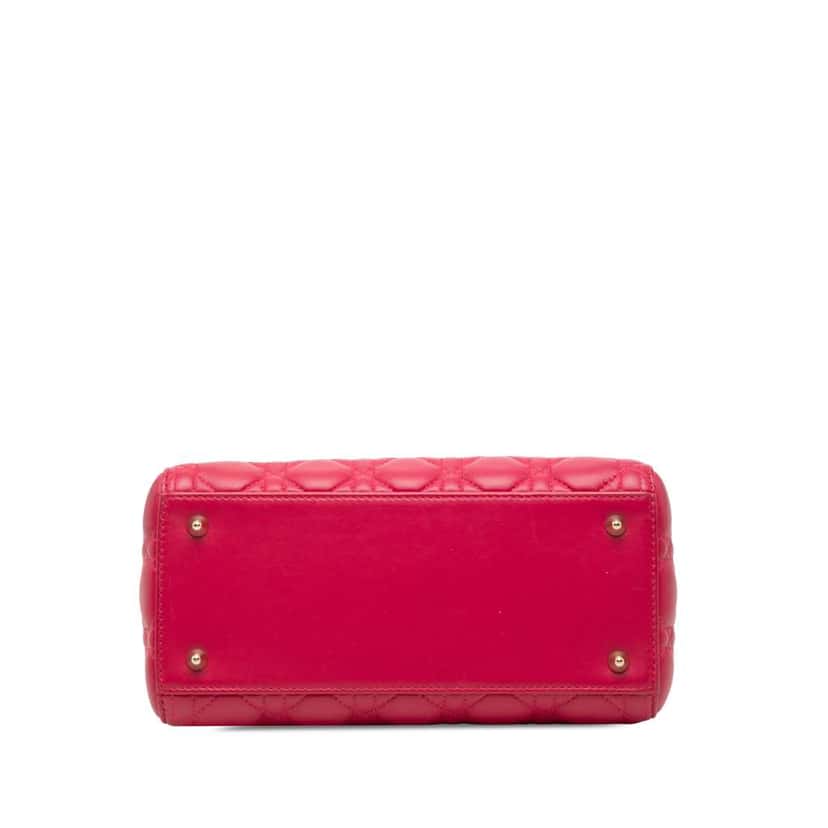 Dior Medium Lambskin Cannage Lady Dior Pink Leather Very good condition - Inside View