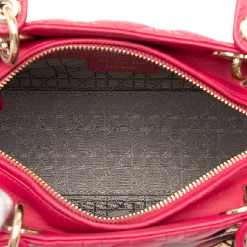 Dior Medium Lambskin Cannage Lady Dior Pink Leather Very good condition - Model View