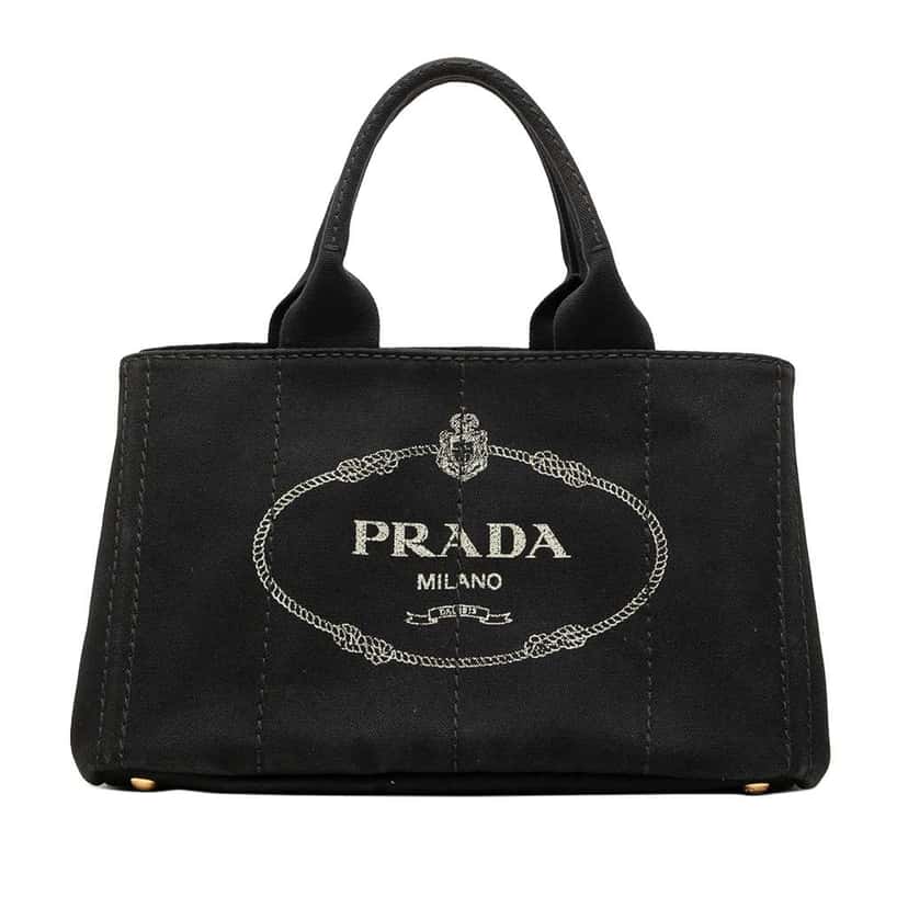 Prada Canvas Canapa Logo Satchel Black Canvas Very good condition - Front View