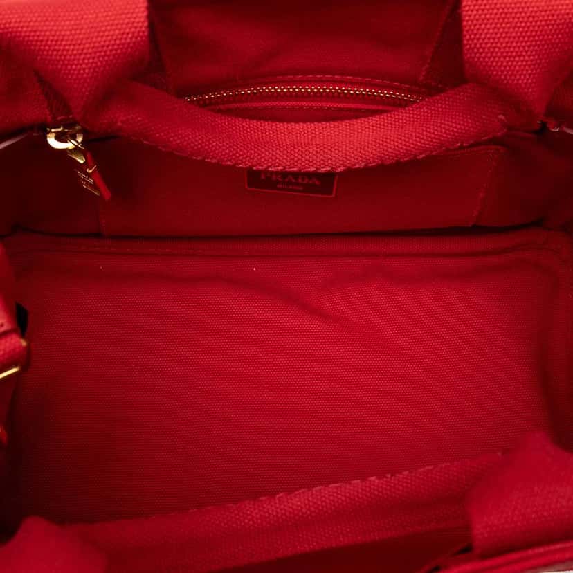 Prada Small Canvas Canapa Logo Satchel Red Canvas Very good condition - Model View