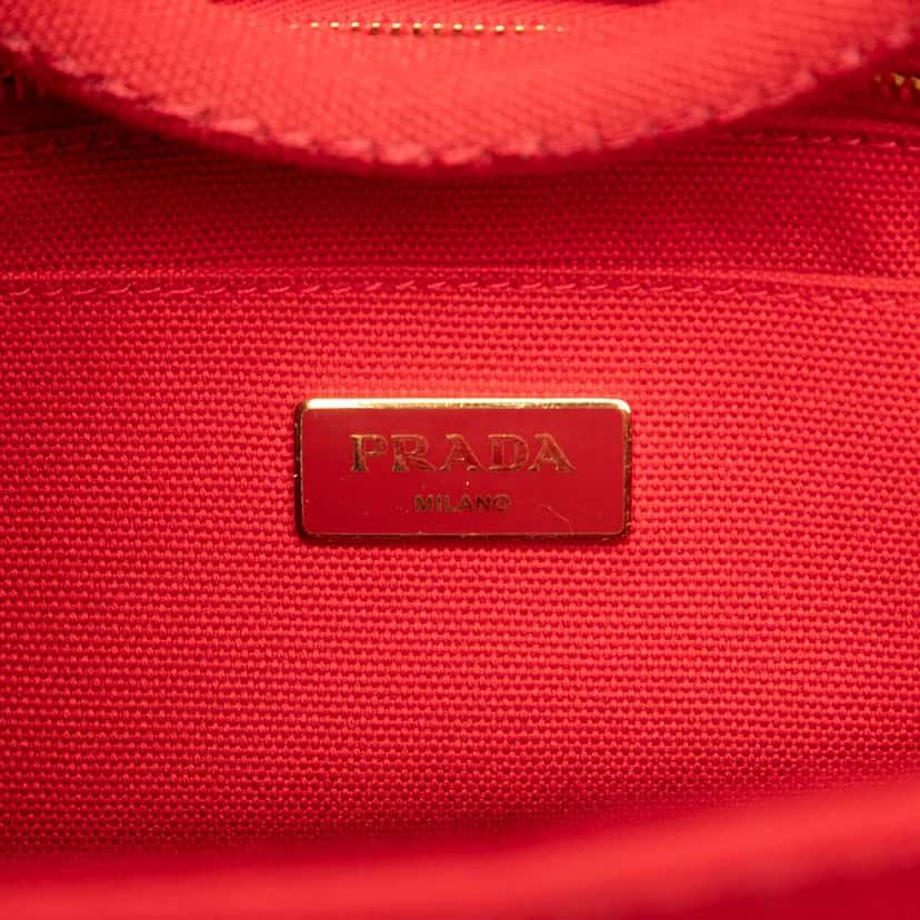 Prada Small Canvas Canapa Logo Satchel Red Canvas Very good condition - Box View