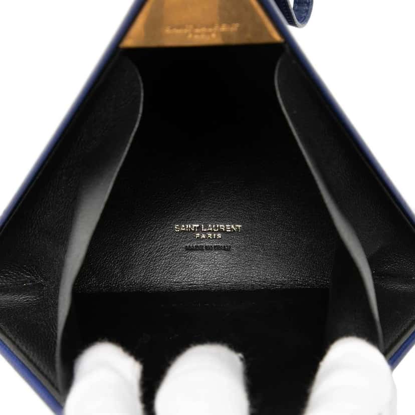 Saint Laurent Small Leather Pyramid Box Bag Blue Leather Very good condition - Model View