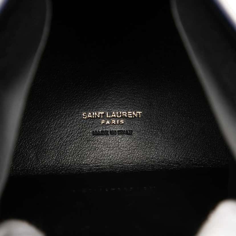 Saint Laurent Small Leather Pyramid Box Bag Blue Leather Very good condition - Box View