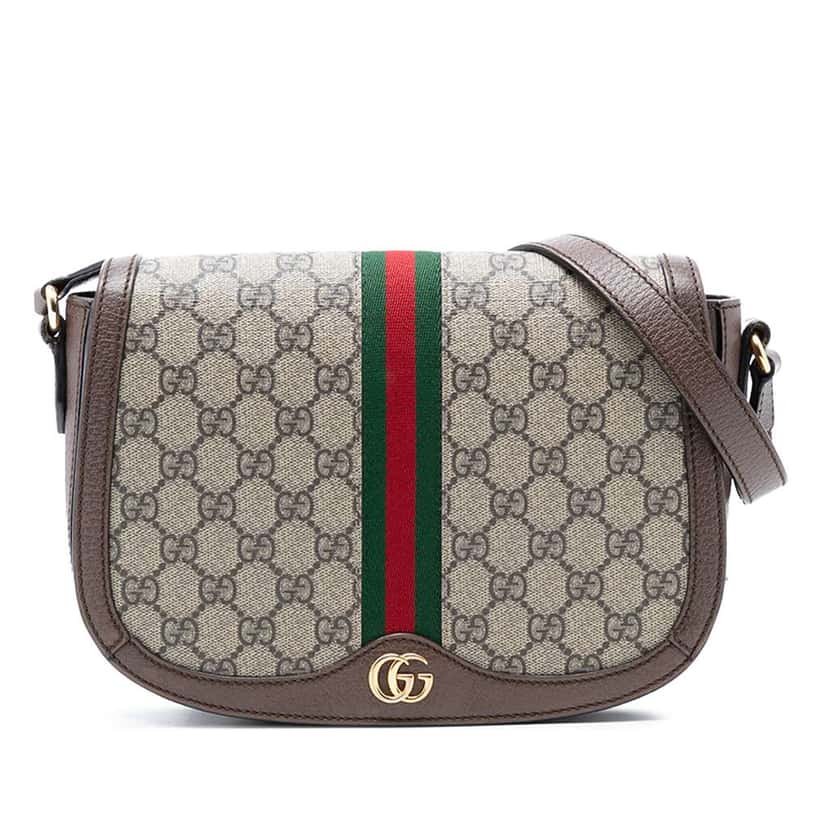 Gucci Small GG Supreme Ophidia Crossbody Brown Canvas Very good condition - Front View