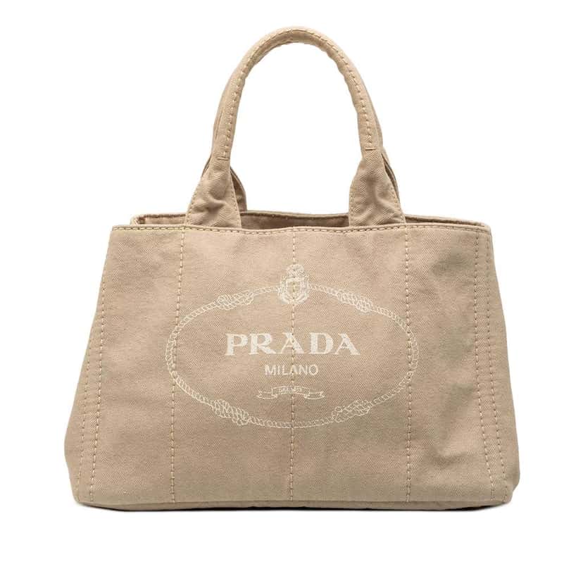 Prada Canvas Canapa Logo Satchel Brown Canvas Very good condition - Front View