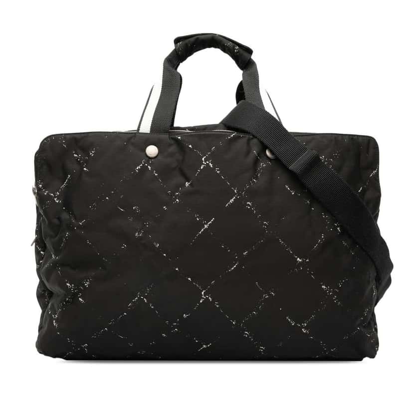 Chanel Old Travel Line Nylon Travel Bag Black Very good condition - Front View