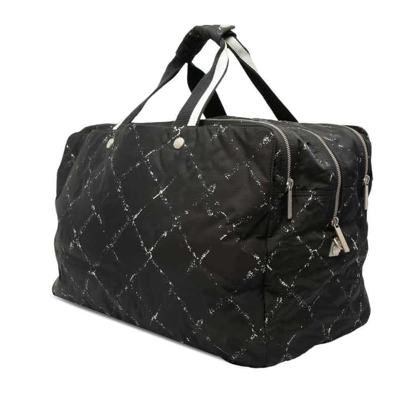 Chanel Old Travel Line Nylon Travel Bag Black Very good condition - Back View