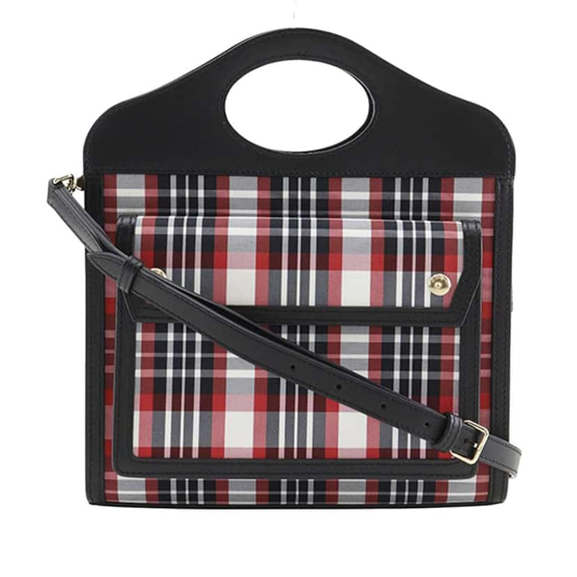 Burberry Mini Plaid Canvas Pocket Satchel Black Canvas Very good condition - Front View
