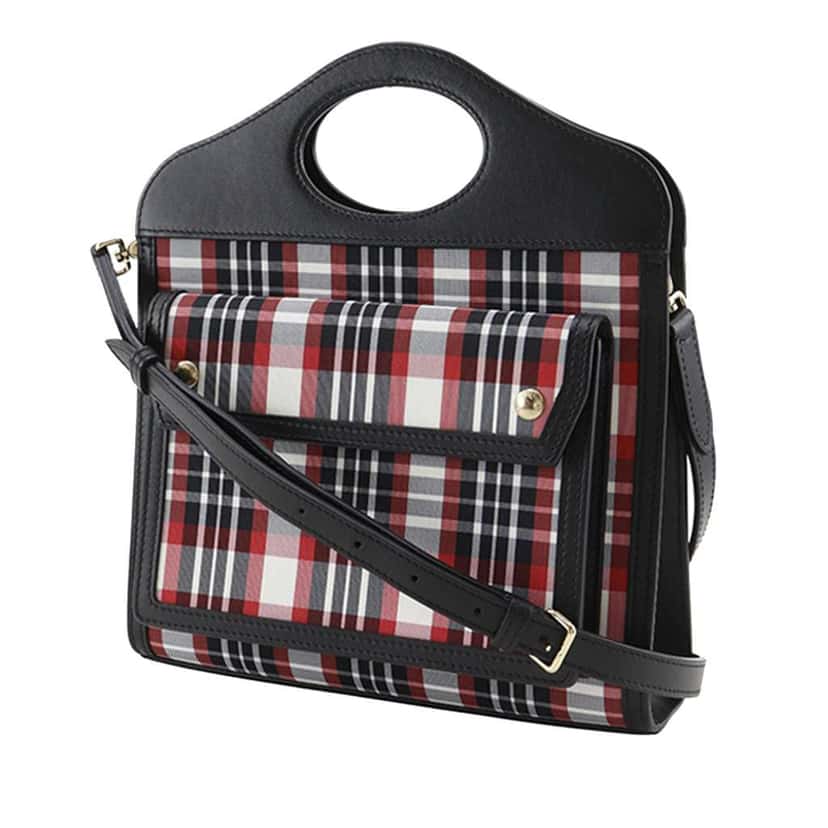 Burberry Mini Plaid Canvas Pocket Satchel Black Canvas Very good condition - Back View