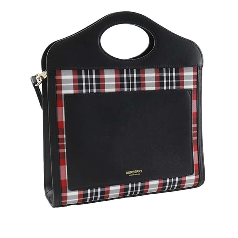Burberry Mini Plaid Canvas Pocket Satchel Black Canvas Very good condition - Inside View