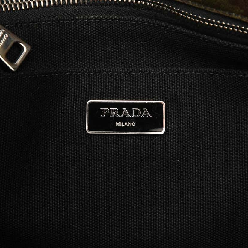 Prada Canvas Canapa Logo Camouflage Satchel Brown Canvas Very good condition - Box View