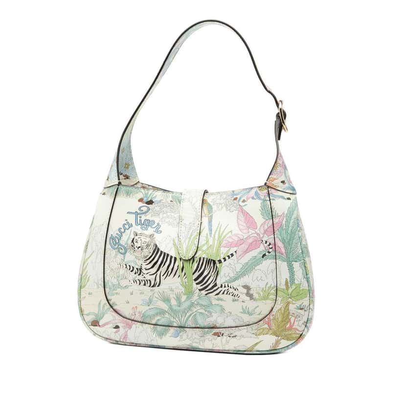 Gucci Small Calfskin Tiger Jackie 1961 Crossbody Blue Leather Very good condition - Back View