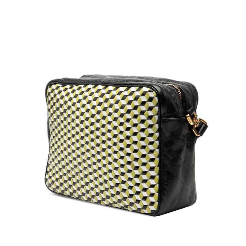 Prada Leather Perspective Cubes Shoulder Bag Black Leather Very good condition - Back View