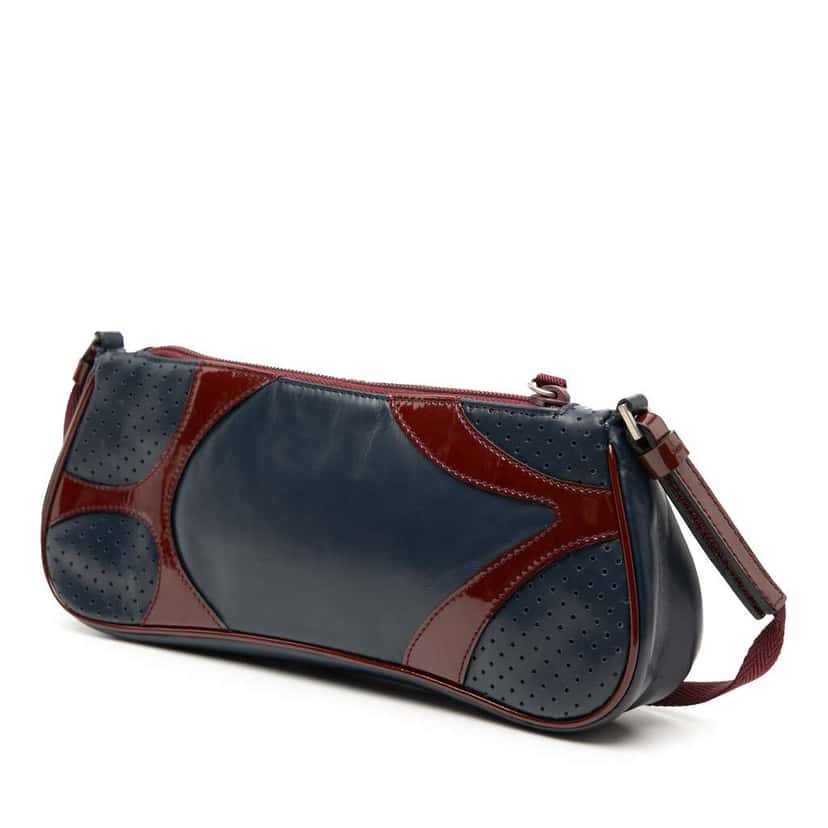 Prada Patent Trimmed Vitello Drive Crossbody Blue Leather Good condition - Back View