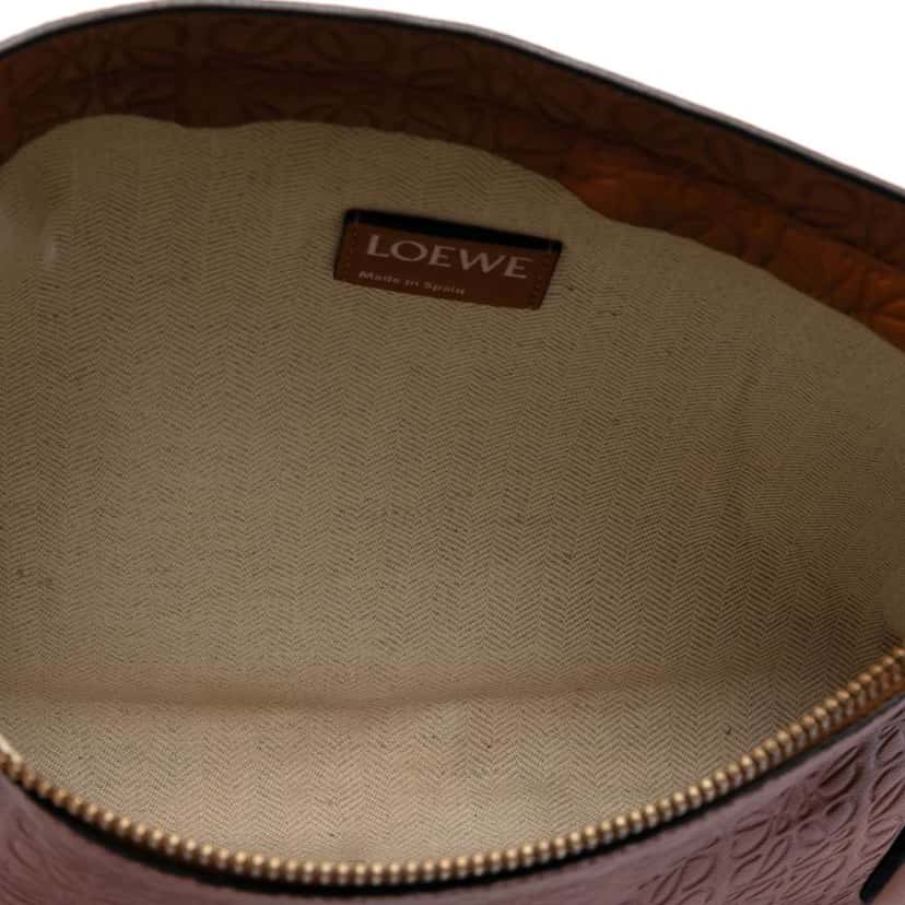 Loewe Embossed Anagram Leather Repeat T Clutch Brown Leather Very good condition - Model View