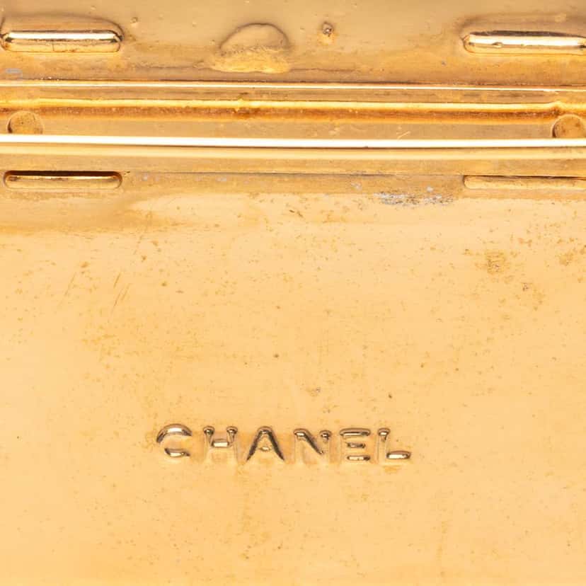 Chanel CC Gold Plated Logo Plate Brooch Gold Metal Good condition - Inside View