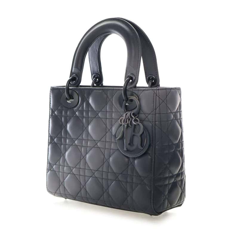 Dior Small Lambskin Cannage My ABCDior Lady Dior Grey Leather Good condition - Back View