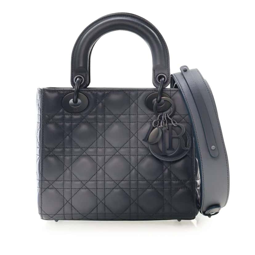 Dior Small Lambskin Cannage My ABCDior Lady Dior Grey Leather Good condition - Model View