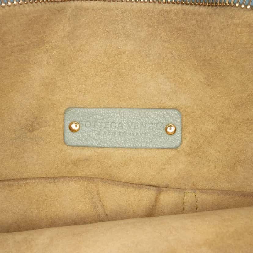 Bottega Veneta Intrecciato Trimmed Leather Shoulder Bag Green Leather Very good condition - Box View