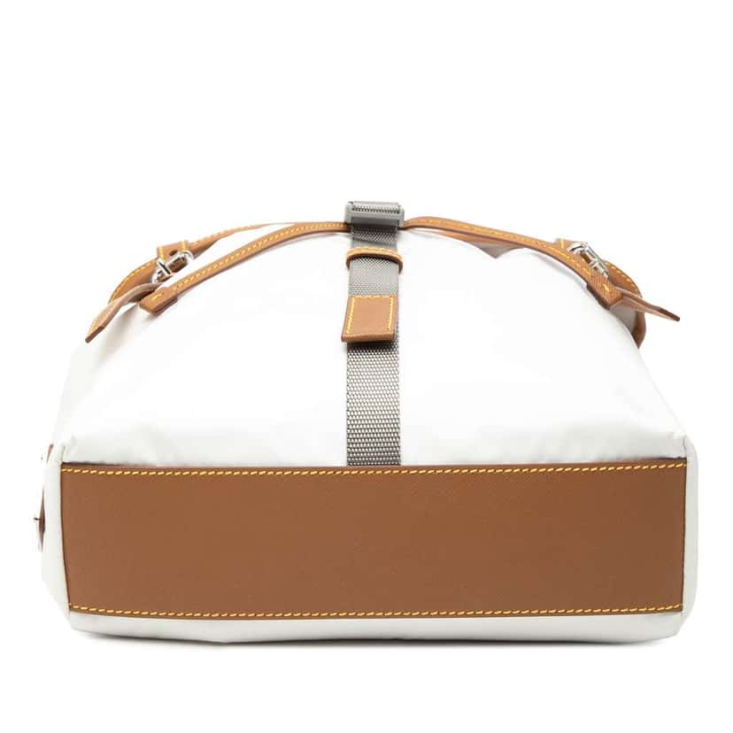 Prada Saffiano Trimmed Tessuto Triple Buckle Messenger Bag White Good condition - Inside View