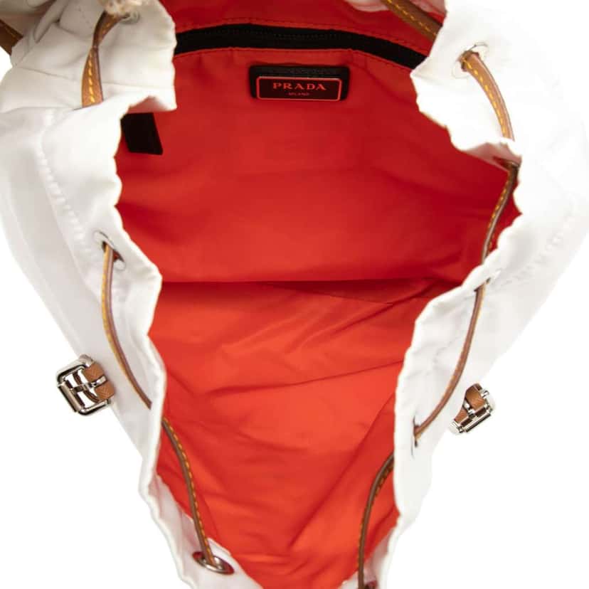 Prada Saffiano Trimmed Tessuto Triple Buckle Messenger Bag White Good condition - Model View