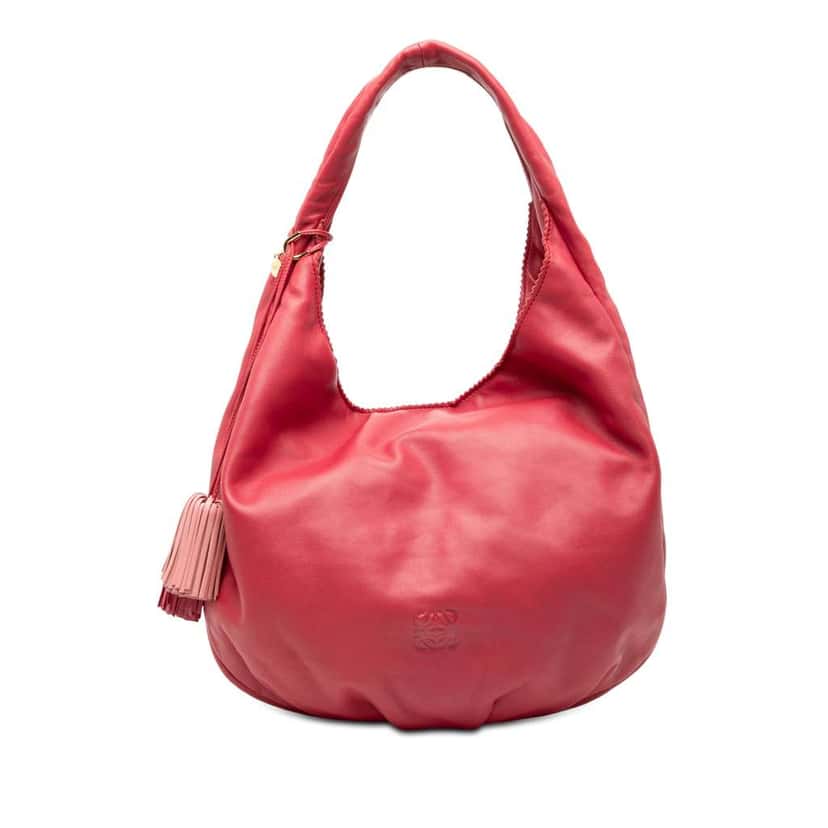 Loewe Nappa Anagram Tassel Hobo Pink Leather Good condition - Front View