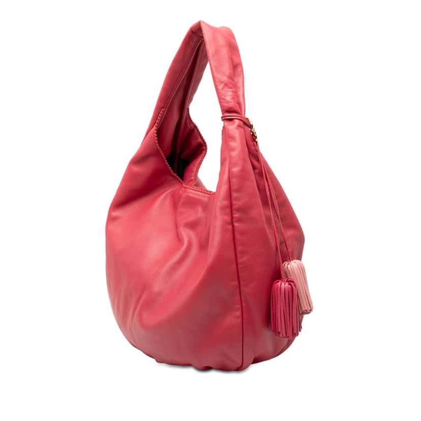 Loewe Nappa Anagram Tassel Hobo Pink Leather Good condition - Back View