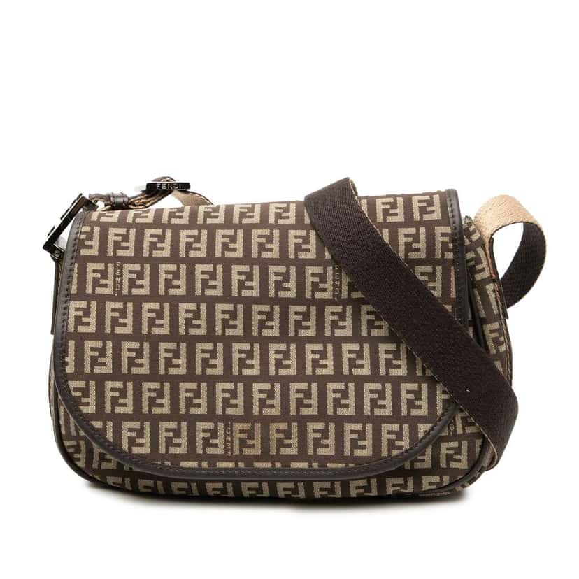 Fendi Zucchino Canvas Crossbody Brown Canvas Very good condition - Front View