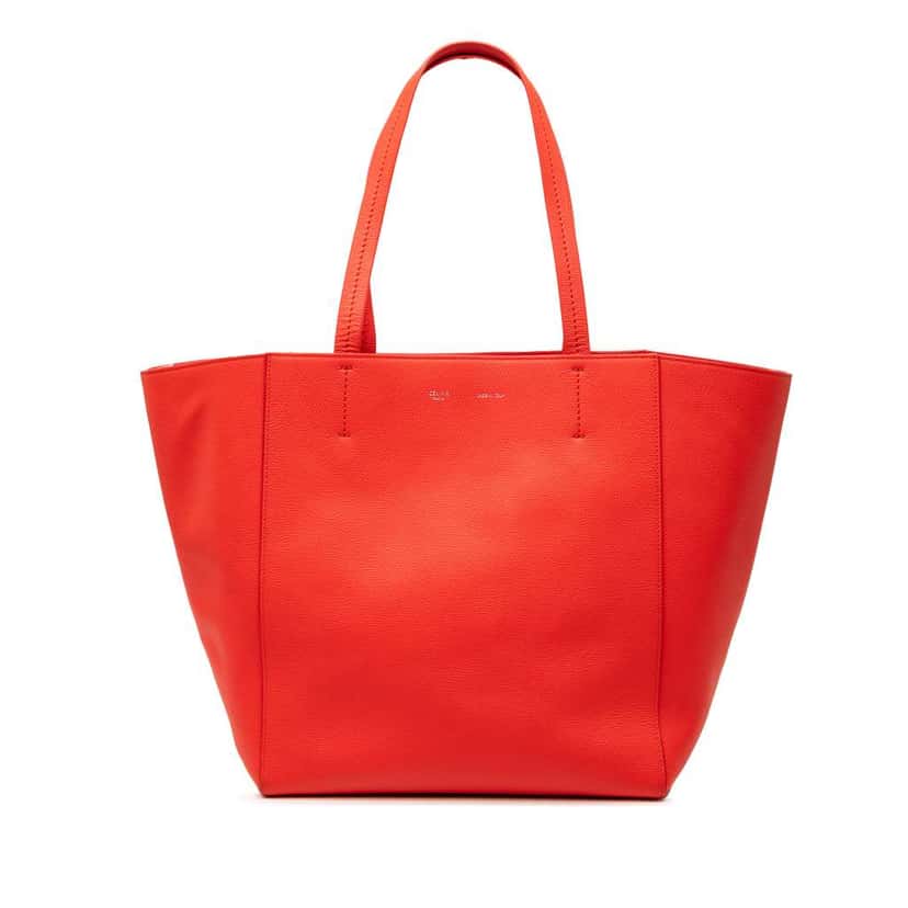 Celine Small Grained Calfskin Horizontal Phantom Cabas Tote Red Leather Very good condition - Front View