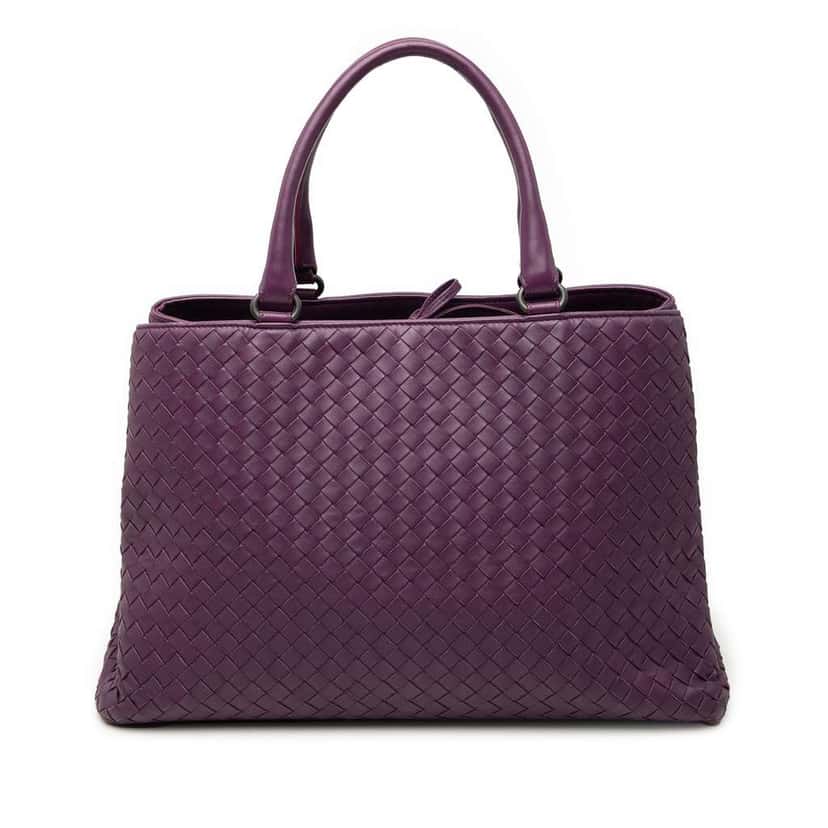Bottega Veneta Nappa Intrecciato Milano Tote Purple Leather Good condition - Front View