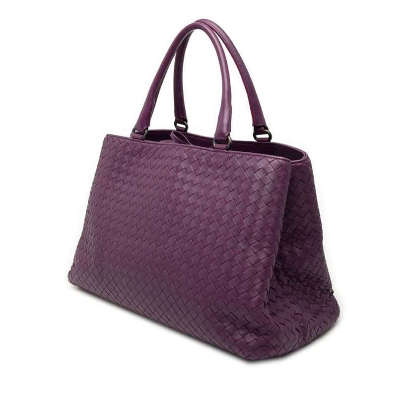 Bottega Veneta Nappa Intrecciato Milano Tote Purple Leather Good condition - Back View