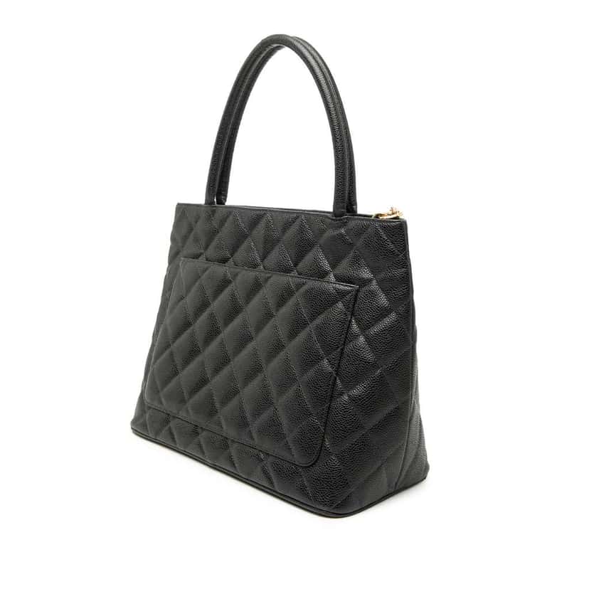 Chanel Caviar Medallion Tote Black Leather Good condition - Back View
