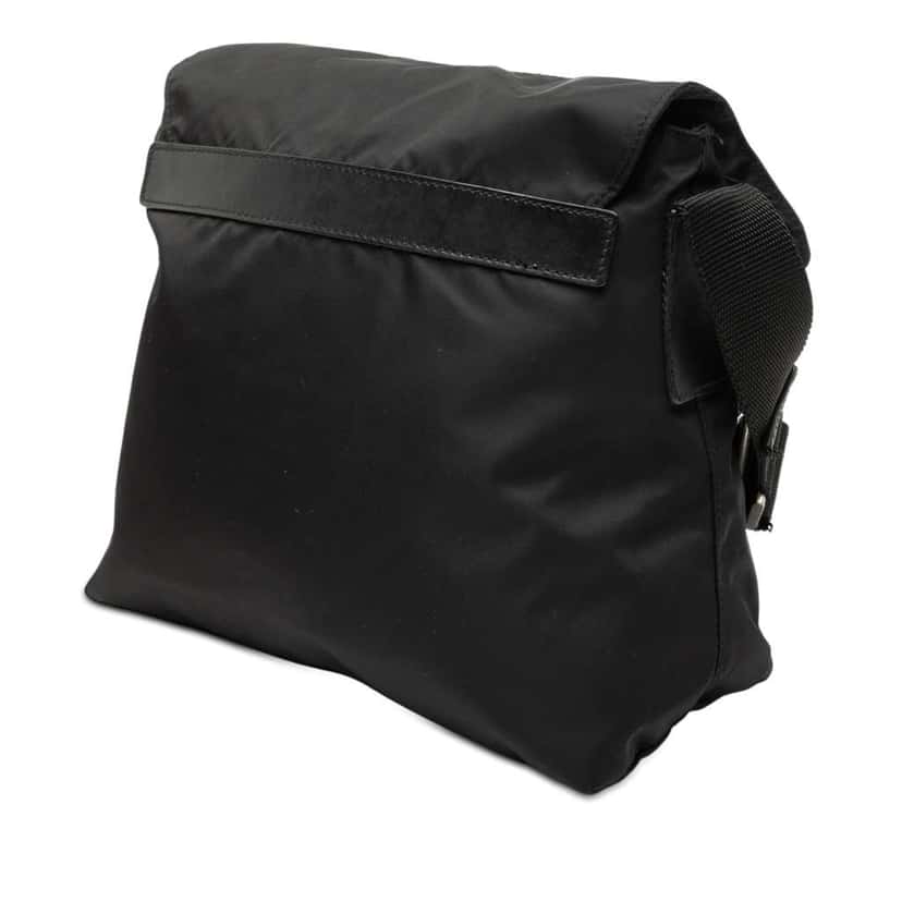 Prada Tessuto Zip Buckle Messenger Bag Black Good condition - Back View