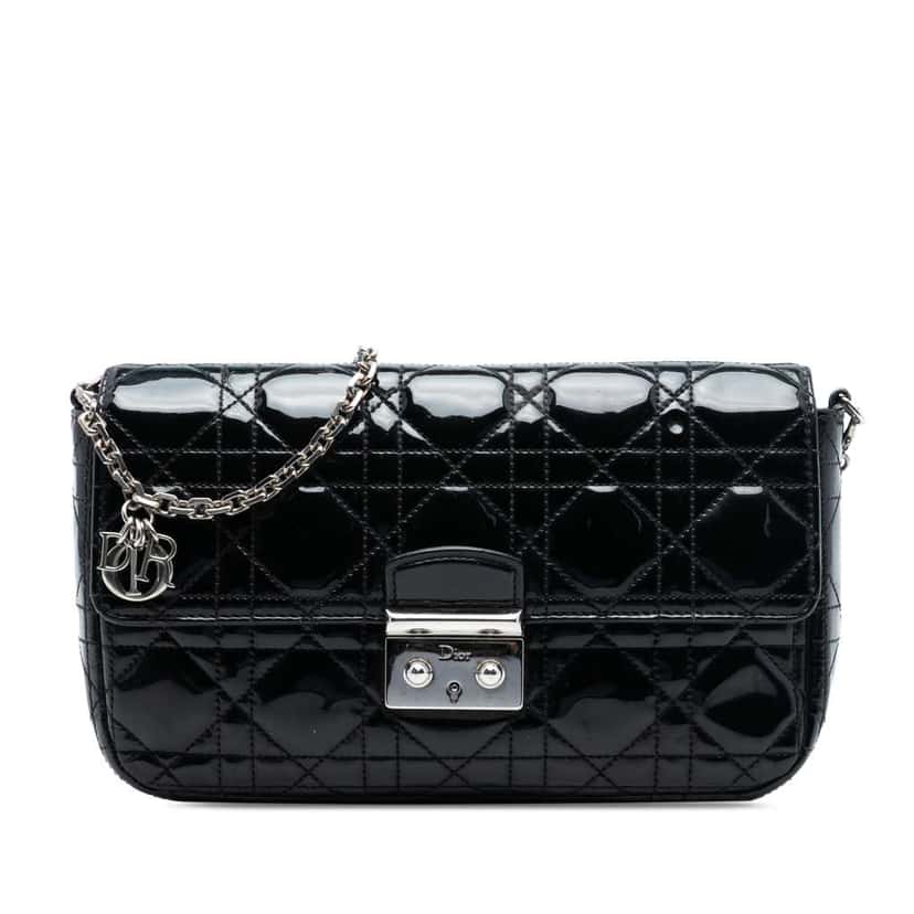 Dior Patent Cannage Miss Dior Promenade Crossbody Black Leather Good condition - Front View
