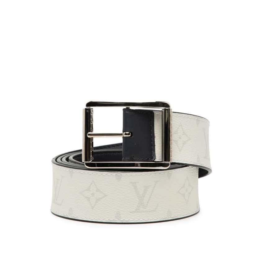 Louis Vuitton Monogram and Leather Reverso Reversible Belt White Good condition - Front View