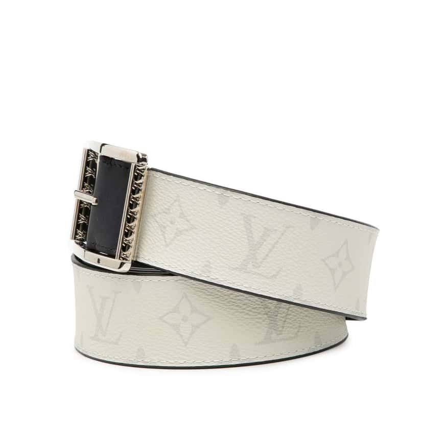 Louis Vuitton Monogram and Leather Reverso Reversible Belt White Good condition - Back View