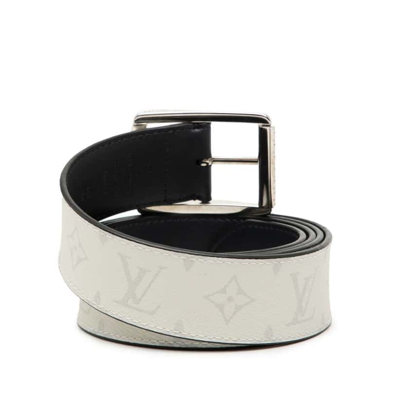Louis Vuitton Monogram and Leather Reverso Reversible Belt White Good condition - Inside View